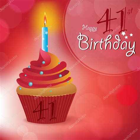 Happy 41st Birthday Greeting — Stock Vector © Harshmunjal 69244615