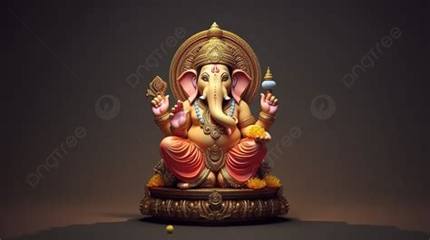 D Render Of Lord Ganesha In Front View High Quality Illustration