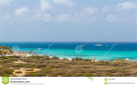 View of Arashi Beach, Aruba. Stock Image - Image of love, dream: 106745891