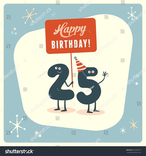 Vintage Style Funny 25th Birthday Card Stock Vector Royalty Free