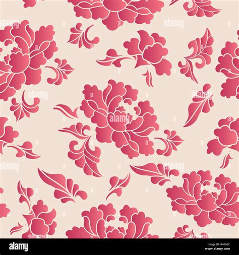 Elegant Seamless Chinese Style Botanic Garden Peony Flower Pattern