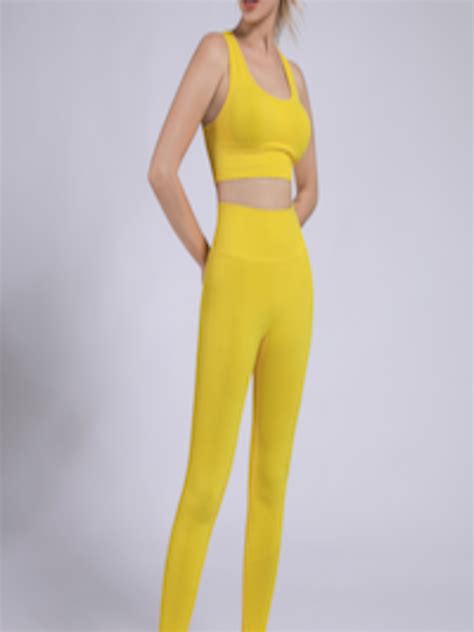 Buy Urbanic Women Yellow Solid Slim Fit Yoga Track Suit Tracksuits