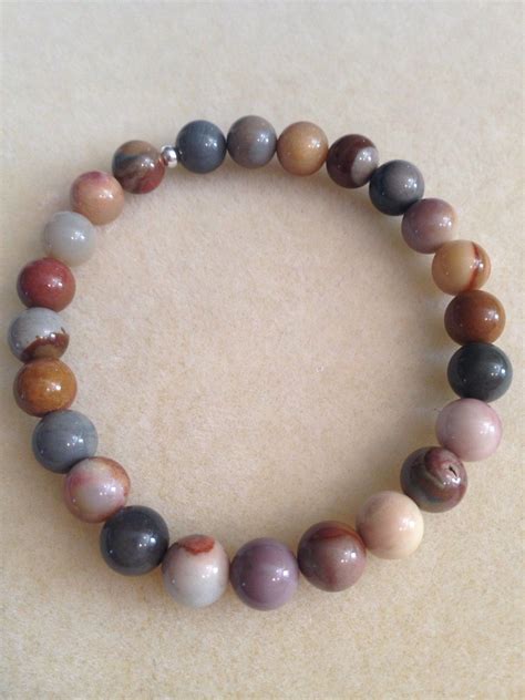 Polychrome Jasper Bracelet Jasper Bracelet 8mm Stretch Bead Etsy