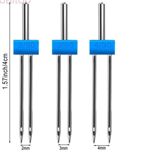 Agulha dupla para máquina de costura doméstica kit 3 unidades