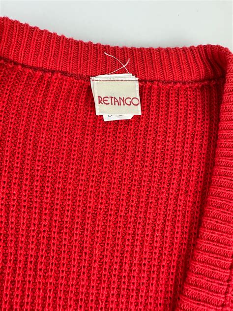 Vintage Red Deep V Neck Sweater Vest 80s Etsy