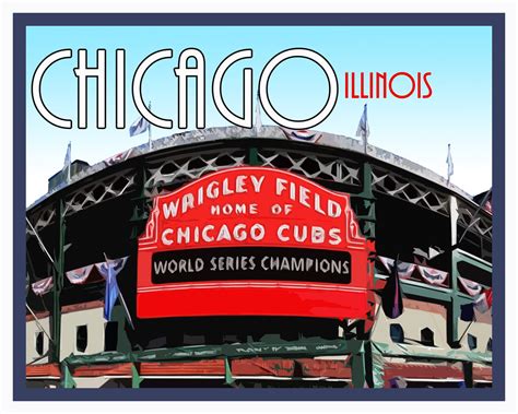 Wrigley Field Print Chicago Cubs Wall Art Chicago Themed Etsy