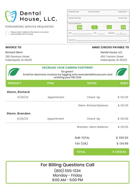 Dental Invoice Template Free Sample Example Format Templates