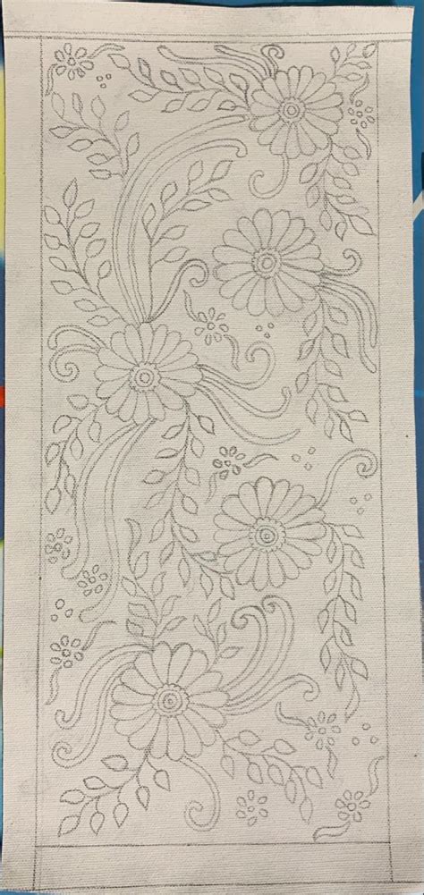 Flower design Sketch | Border embroidery designs, Embroidery patterns ...