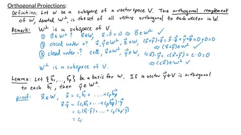 Linear Algebra Orthogonal Projections Youtube