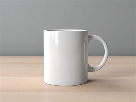 Premium Ai Image There Is A White Coffee Mug Sitting On A Wooden