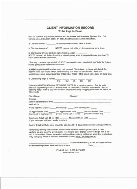 Waxing Consent Form Template