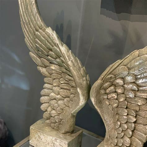 Pair of Decorative Champagne Silver Freestanding Angel Wings Sculpture