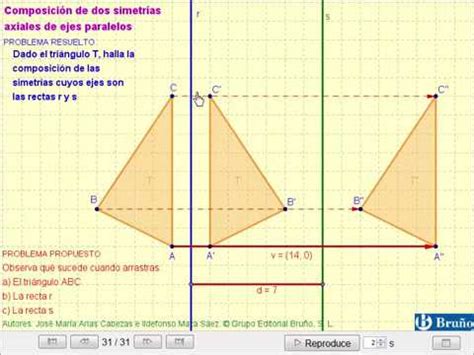 Geogebra Composici N De Dos Simetr As Axiales De Ejes Paralelos Youtube