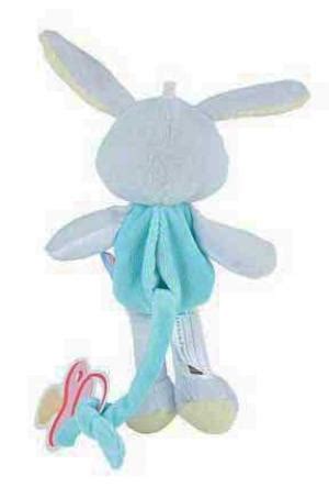 Doudou attache tétine lapin gris jaune et vert Sucre d Orge