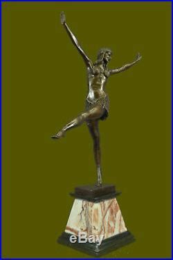 Sign Art D Co Chiparus Ventre Dancer Bronze Marbre Sculpture Statue