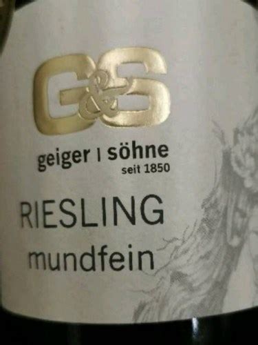 Weingut Geiger Söhne Riesling Mundfein Vivino US