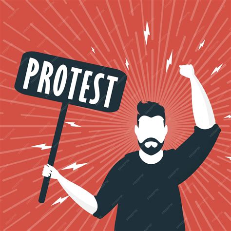 Premium Vector | Protest concept a man with an empty banner in his