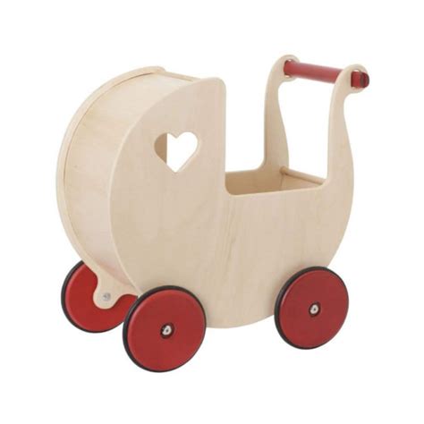 Cochecito Para Mu Ecas Tradicional De Madera Natural De Moover Toys