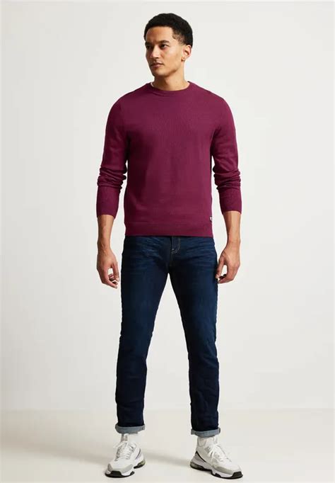 STREET ONE Pull over en mouliné doux pour hommes en Rouge STREET ONE