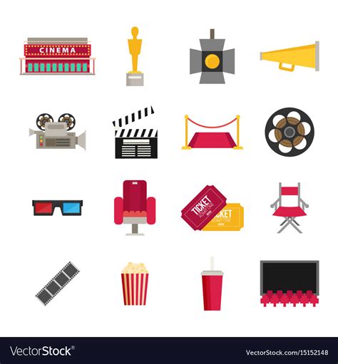 Cinema icon in flat design style movie night text Vector Image