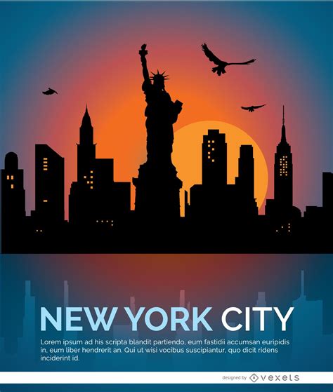 New York Sunset Skyline Vector Download