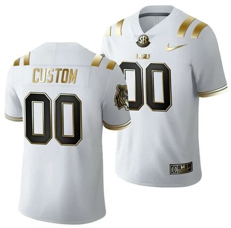 New LSU Tigers Custom Jersey White Golden Edition Limited