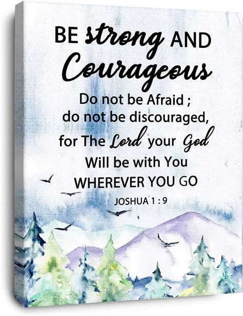 strong  courageous canvas wall artbible verse scripture joshua