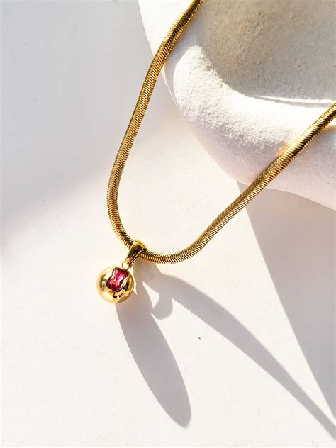 18k Plated Gold Ball Pendant Necklace Jamtb Jewellery