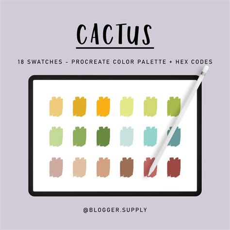 Cactus Procreate Color Palette Hex Color Codes Orange Etsy