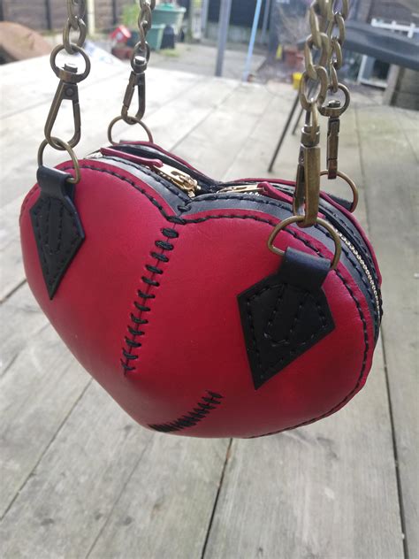 Handmade Leather Heart Bag With Chain Handles Etsy