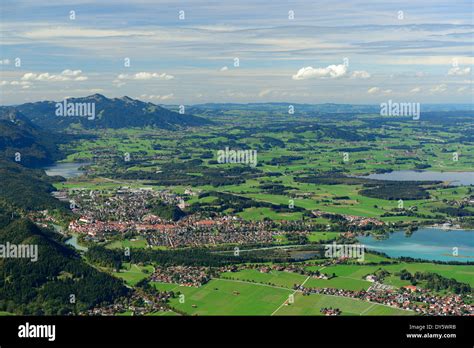 View Towards Fuessen Allgaeu Range Lake Weissensee Lake Forggensee