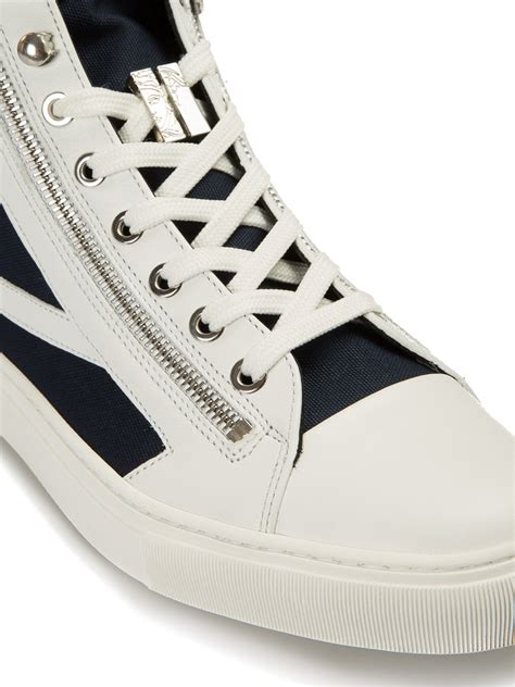 Trainers Versace Collection Fabric And Leather Zipped Sneakers