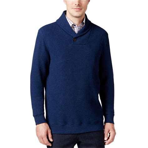 Tasso Elba Tasso Elba Mens Textured Shawl Collar Pullover Sweater