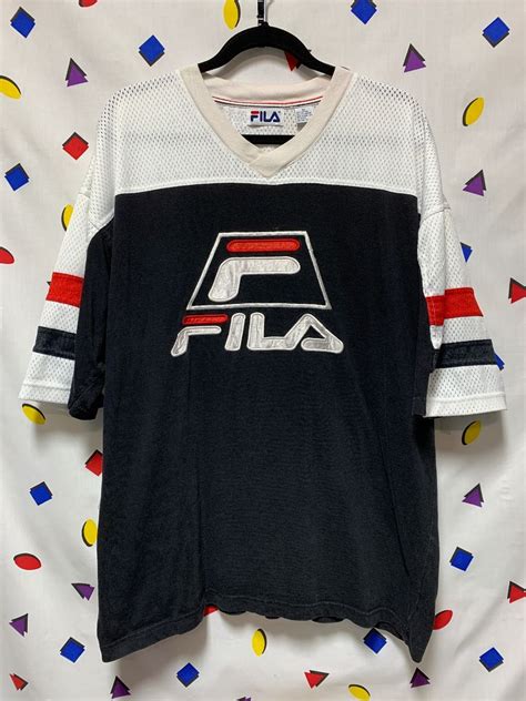 1990s Fila Mesh Top V Neck Jersey Embroidered Logo As Is Boardwalk