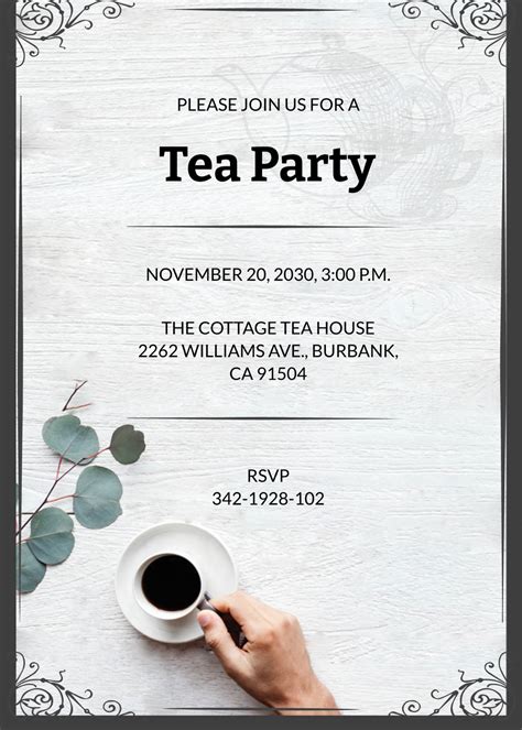 FREE Tea Party Invitation Templates & Examples - Edit Online & Download | Template.net