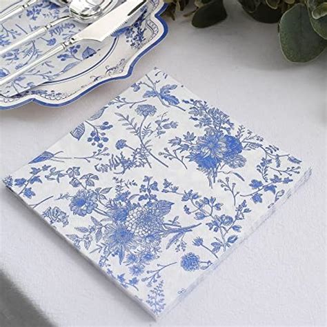 Amazon Besalily Chinoiserie Blue Floral Paper Napkins Disposable