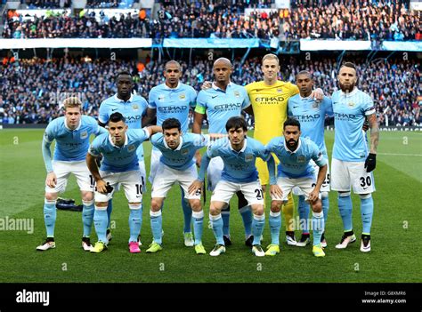 Manchester City Players Pose For Photograph The Uefa Champions League