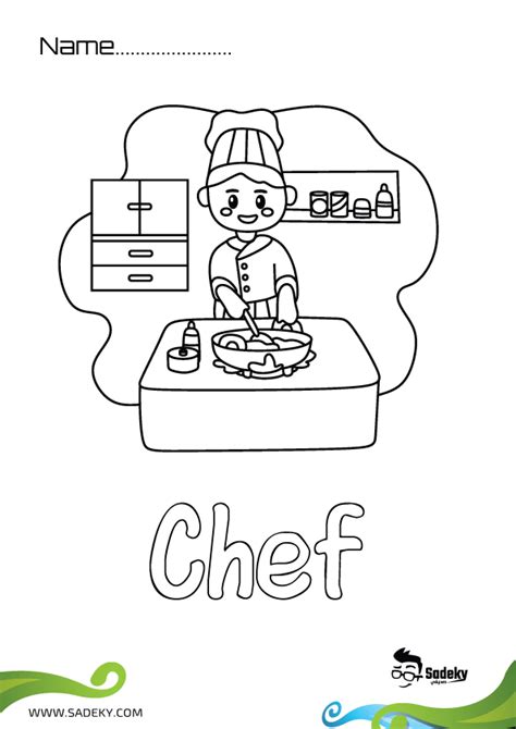 Coloring Page Alphabets Profession Chef Sadeky