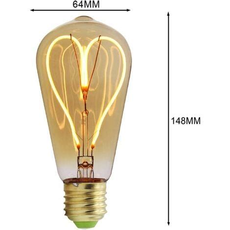 Classic Edison St Soft Heart Led Filament Amber Glass W Dimmable