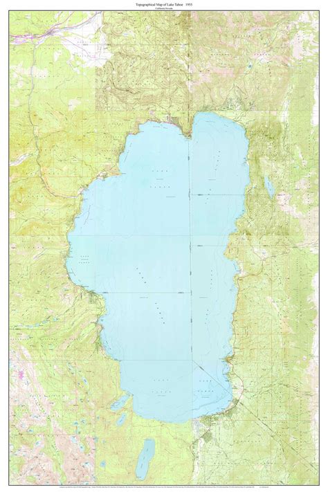 Lake Tahoe 1955 Custom Usgs Old Topo Map California Old Maps