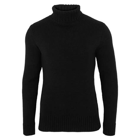 The Fitted Submariner Lloyd Roll Neck Merino Wool Jumper Black Paul