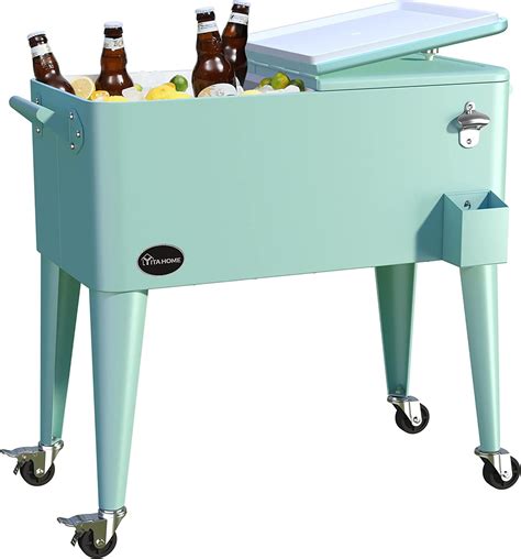 Yitahome 80 Quart Rolling Cooler Cart With Bottle Opener Drainage