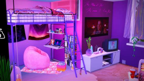 Purple and teal bedroom sims 4 cc - nolfegypt