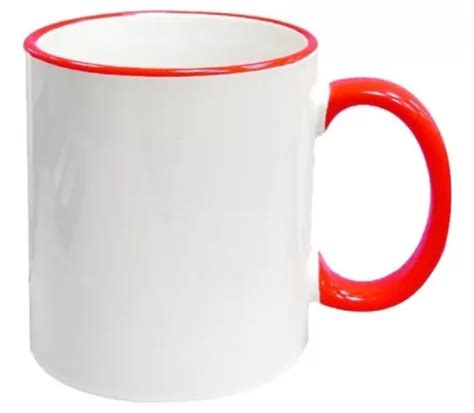 Taza Blanca 15oz Con Asa Y Filo De Color Sublimación 12 Pack Envío gratis