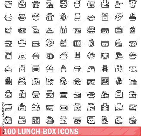 Lunch Box Icons Set Outline Illustration Of Lunch Box Icons