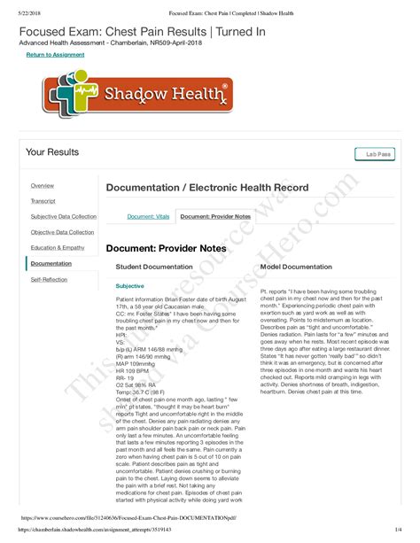 Focused Exam Nr Advanced Physical Assessment Chest Pain