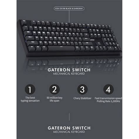 Cox Ck Gateron Mechanical Keyboard Black Green Switch Korean