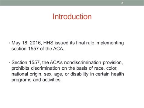 HHS FINAL RULE IMPLEMENTING ACA 1557 NONDISCRIMINATION ODonoghue