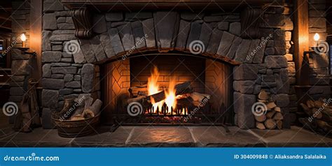 Charming Log Cabin with Captivating Stone Fireplace and Mesmerizing ...