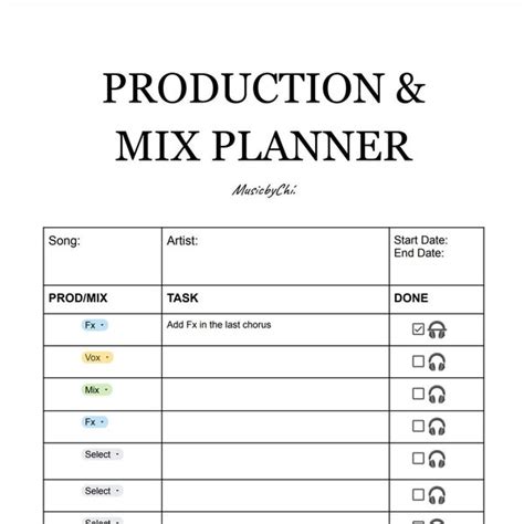 Music Production Checklist - Etsy